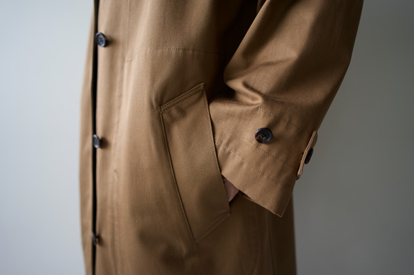 twill cotton/bal collar coat/brown 5枚目の画像