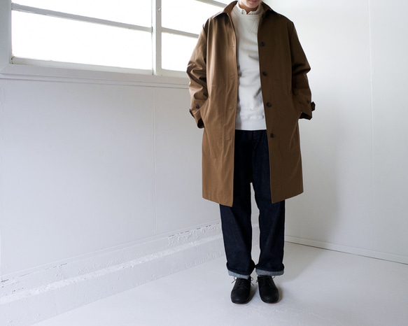 twill cotton/bal collar coat/brown 6枚目の画像