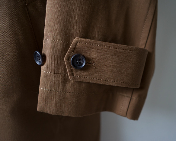 twill cotton/bal collar coat/brown 9枚目の画像