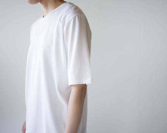綿シルク5部袖t/white/size1・2 2枚目の画像