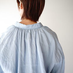 canvas washer french linen/gather blouse/size1/light blue 1枚目の画像