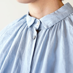 canvas washer french linen/gather blouse/size1/light blue 4枚目の画像