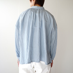 canvas washer french linen/gather blouse/size1/light blue 5枚目の画像
