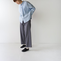 canvas washer french linen/gather blouse/size1/light blue 10枚目の画像