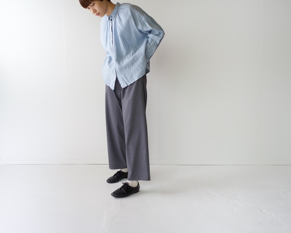 canvas washer french linen/gather blouse/size1/light blue 10枚目の画像