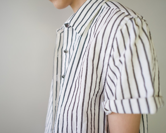 original cotton linen/ short sleeve shirt/white 1枚目の画像