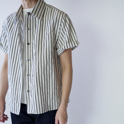 original cotton linen/ short sleeve shirt/white 4枚目の画像