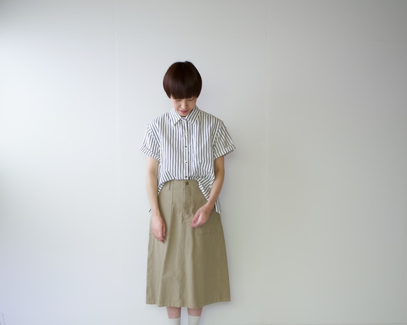 original cotton linen/ short sleeve shirt/white 3枚目の画像