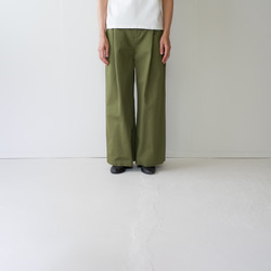 twill cotton linen/wide pants/khaki 1枚目の画像