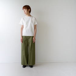 twill cotton linen/wide pants/khaki 2枚目の画像