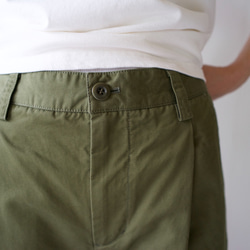 twill cotton linen/wide pants/khaki 6枚目の画像