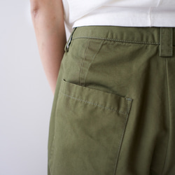 twill cotton linen/wide pants/khaki 7枚目の画像