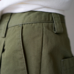 twill cotton linen/wide pants/khaki 8枚目の画像