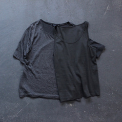 タンクトップ付き リネンTシャツ/charcoal gray 2枚目の画像