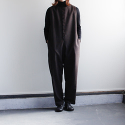 flannel wool overall/brown 2枚目の画像
