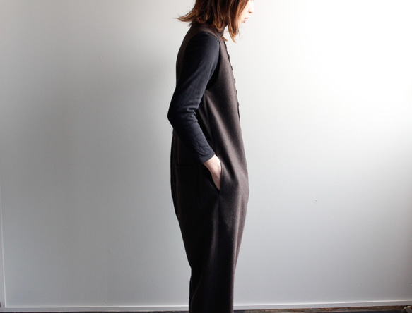 flannel wool overall/brown 4枚目の画像