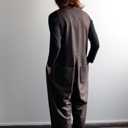 flannel wool overall/brown 5枚目の画像