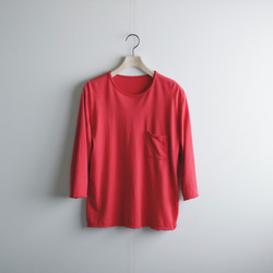 pj cotton cut off t-shirt/red 1枚目の画像