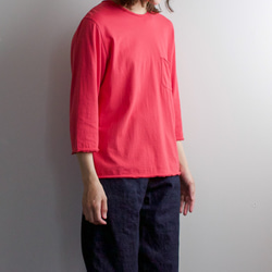 pj cotton cut off t-shirt/red 3枚目の画像