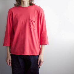 pj cotton cut off t-shirt/red 4枚目の画像