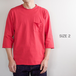 pj cotton cut off t-shirt/red 6枚目の画像