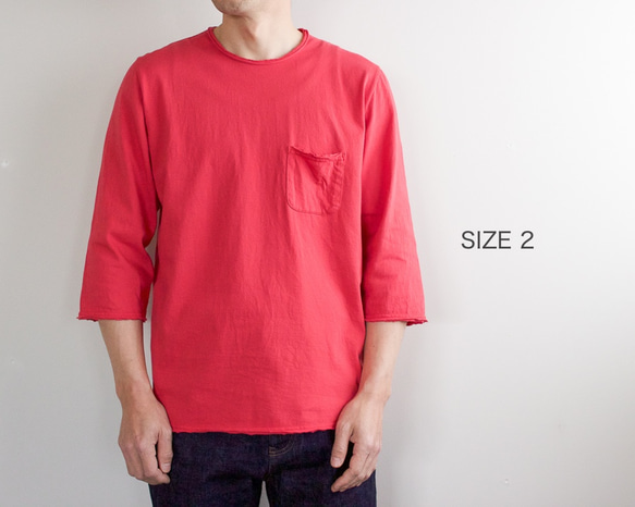 pj cotton cut off t-shirt/red 6枚目の画像