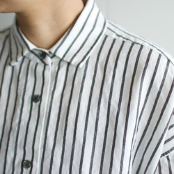 original cotton linen/ long shirt one piece/white 3枚目の画像