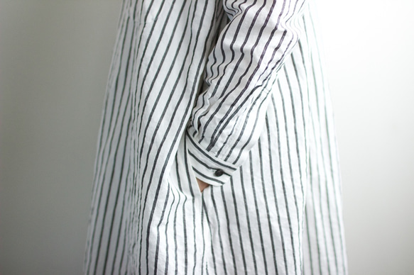 original cotton linen/ long shirt one piece/white 5枚目の画像