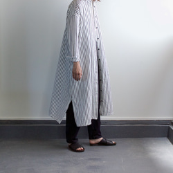 original cotton linen/ long shirt one piece/white 8枚目の画像