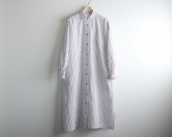 original cotton linen/ long shirt one piece/white 7枚目の画像