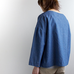 indigo cotton linen/pullover shirt 2枚目の画像