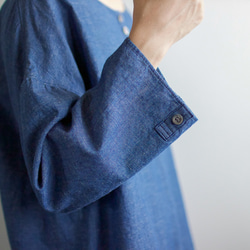 indigo cotton linen/pullover shirt 3枚目の画像