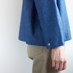 indigo cotton linen/pullover shirt 5枚目の画像