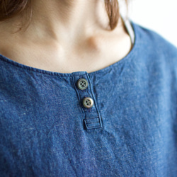 indigo cotton linen/pullover shirt 7枚目の画像