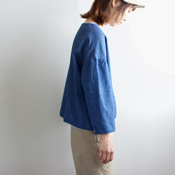 indigo cotton linen/pullover shirt 8枚目の画像