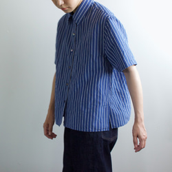original cotton linen/ short sleeve shirt/blue 1枚目の画像