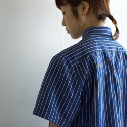 original cotton linen/ short sleeve shirt/blue 4枚目の画像