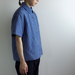 original cotton linen/ short sleeve shirt/blue 6枚目の画像