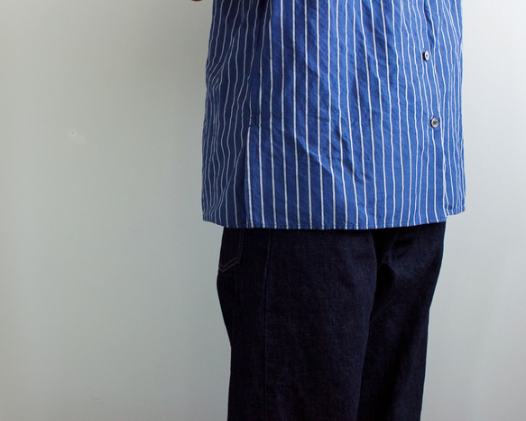 original cotton linen/ short sleeve shirt/blue 9枚目の画像