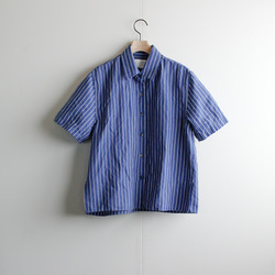 original cotton linen/ short sleeve shirt/blue 10枚目の画像