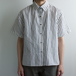 original cotton linen/ short sleeve shirt/white 3枚目の画像