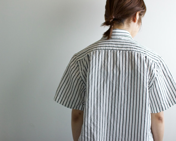 original cotton linen/ short sleeve shirt/white 4枚目の画像