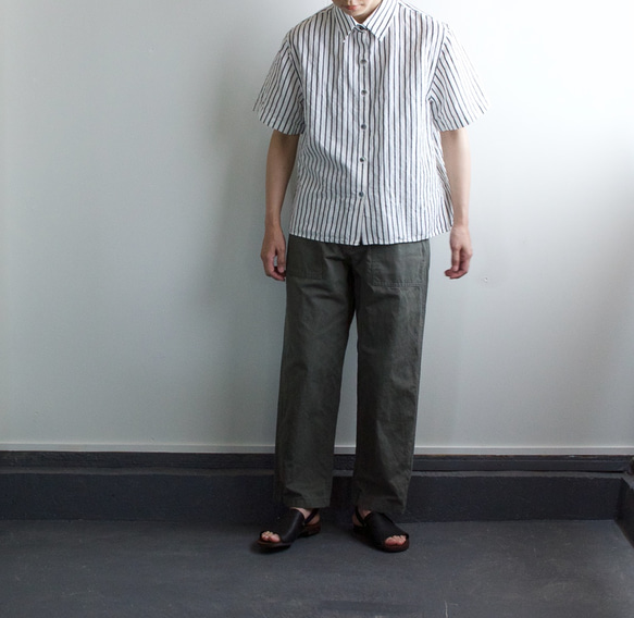 original cotton linen/ short sleeve shirt/white 8枚目の画像