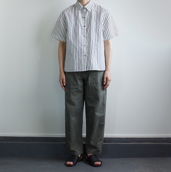 original cotton linen/ short sleeve shirt/white 9枚目の画像