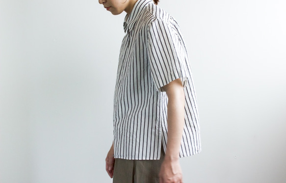 original cotton linen/ short sleeve shirt/white 10枚目の画像