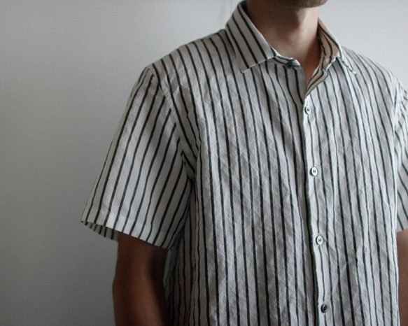 original cotton linen/ short sleeve shirt/white/size1と２(MAN) 3枚目の画像