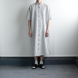 original cotton linen stripe/ one piece/white 2枚目の画像