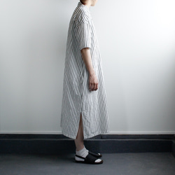 original cotton linen stripe/ one piece/white 4枚目の画像