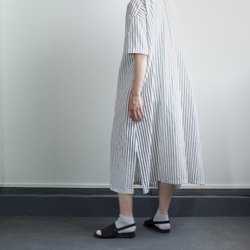 original cotton linen stripe/ one piece/white 6枚目の画像