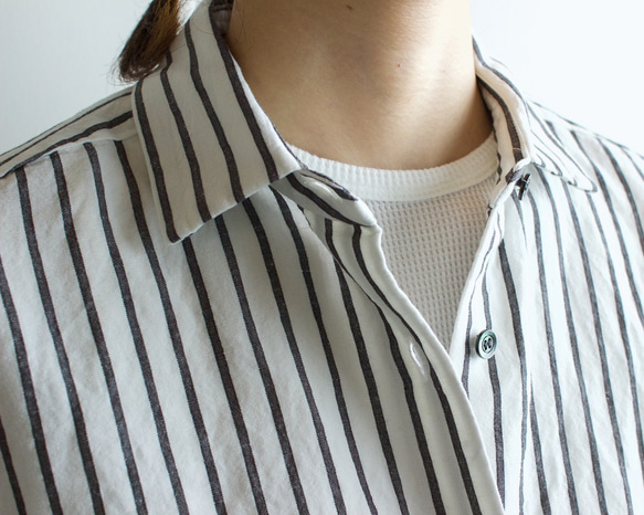 original cotton linen stripe/ one piece/white 9枚目の画像